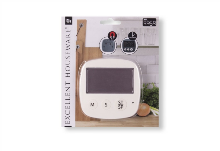 Szögletes Excellent Houseware digitális konyhai időzítő